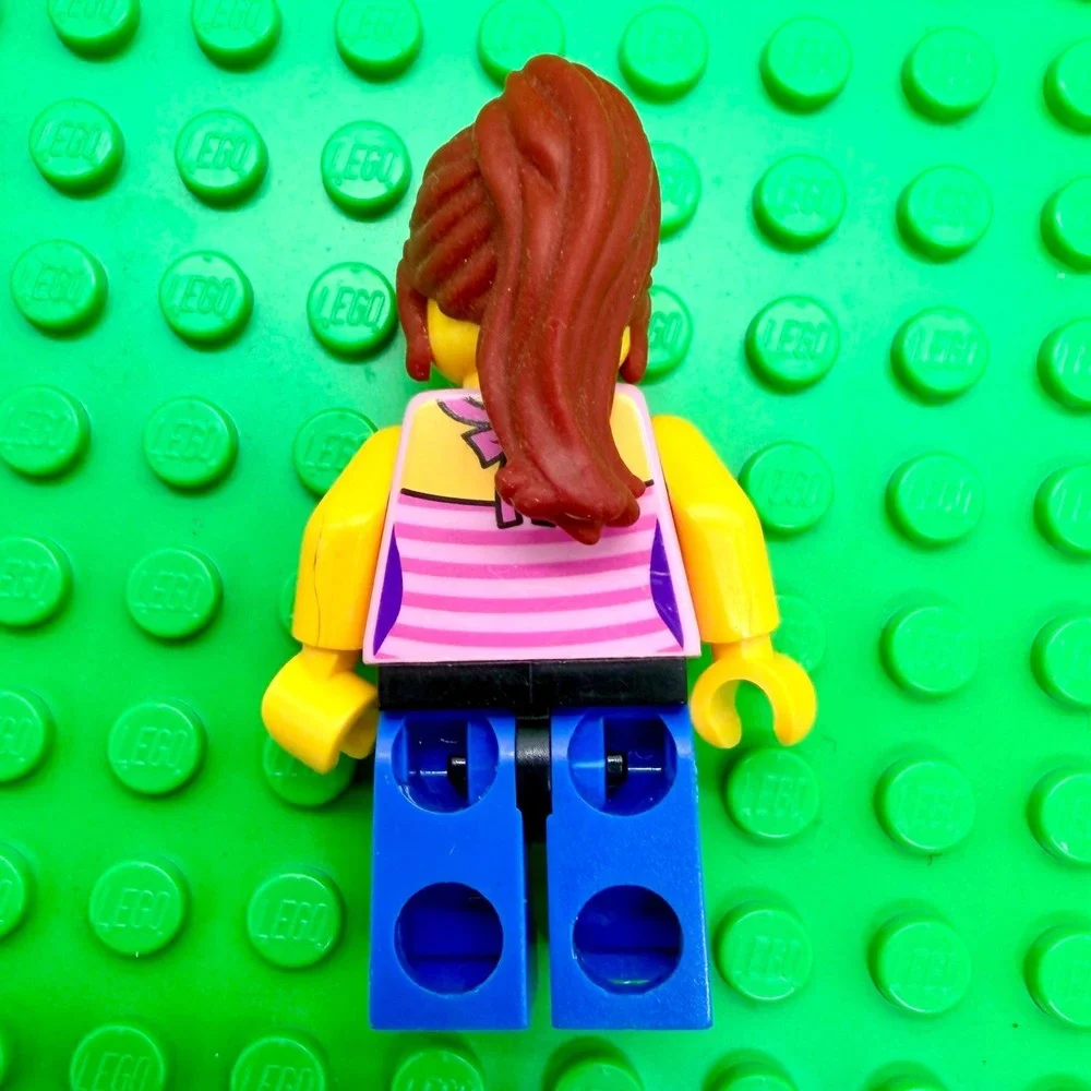 LEGO Female Minifigure Pink Striped Tank Top Floral Necklace Blue Pants